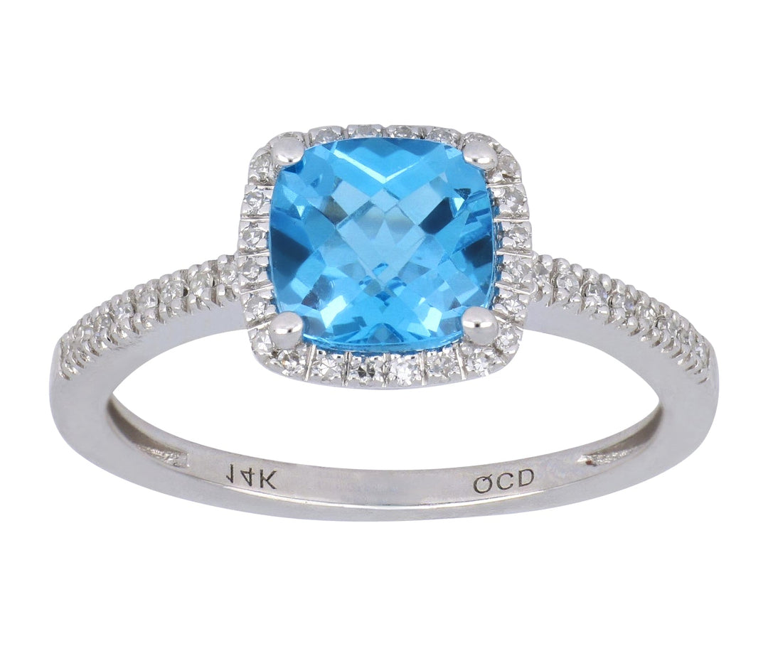 Blue Topaz Ring (Blue Topaz 1.64 cts. White Diamond 0.13 cts.) Not Net