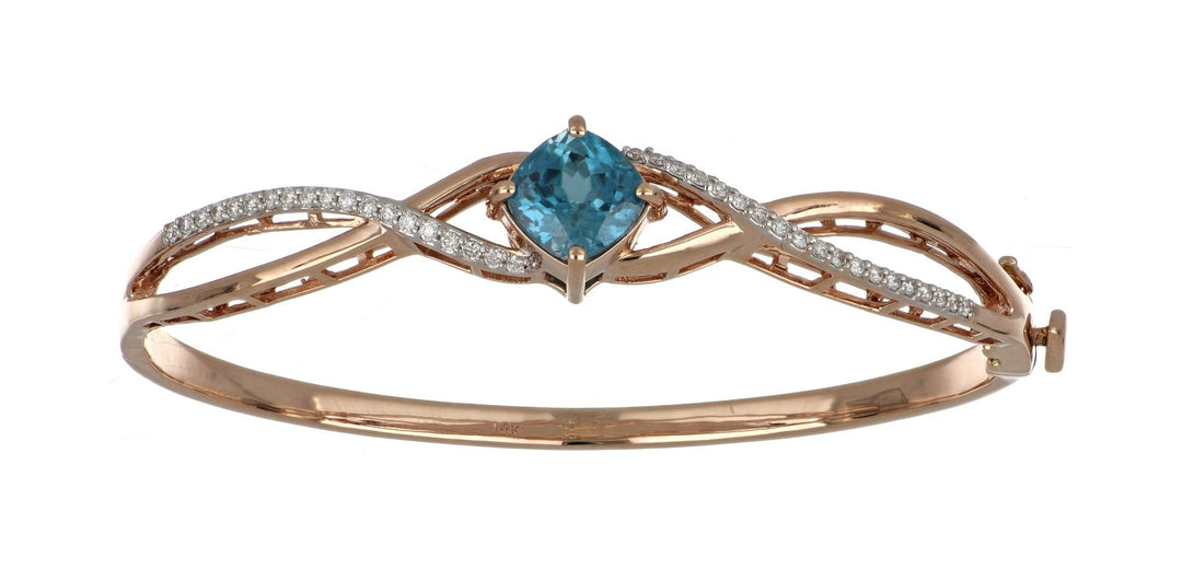 Blue Zircon Bangle (Blue Zircon 3.76 cts. White Diamond 0.36 cts.) Not Net