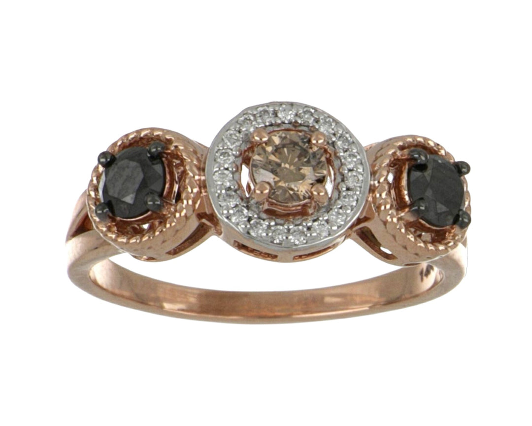 Brown and Black Diamond Ladies Ring (Black Diamond 0.4 cts. Brown Diamond 0.19 cts. White Diamond 0.07 cts.) Not Net