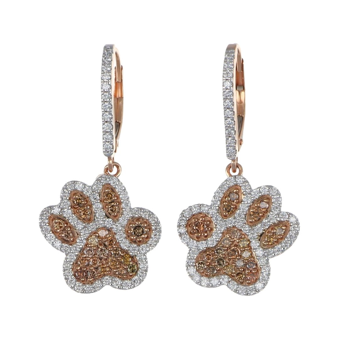 Brown Diamond Earrings (Brown Diamond 0.55 cts. White Diamond 0.81 cts.) Not Net