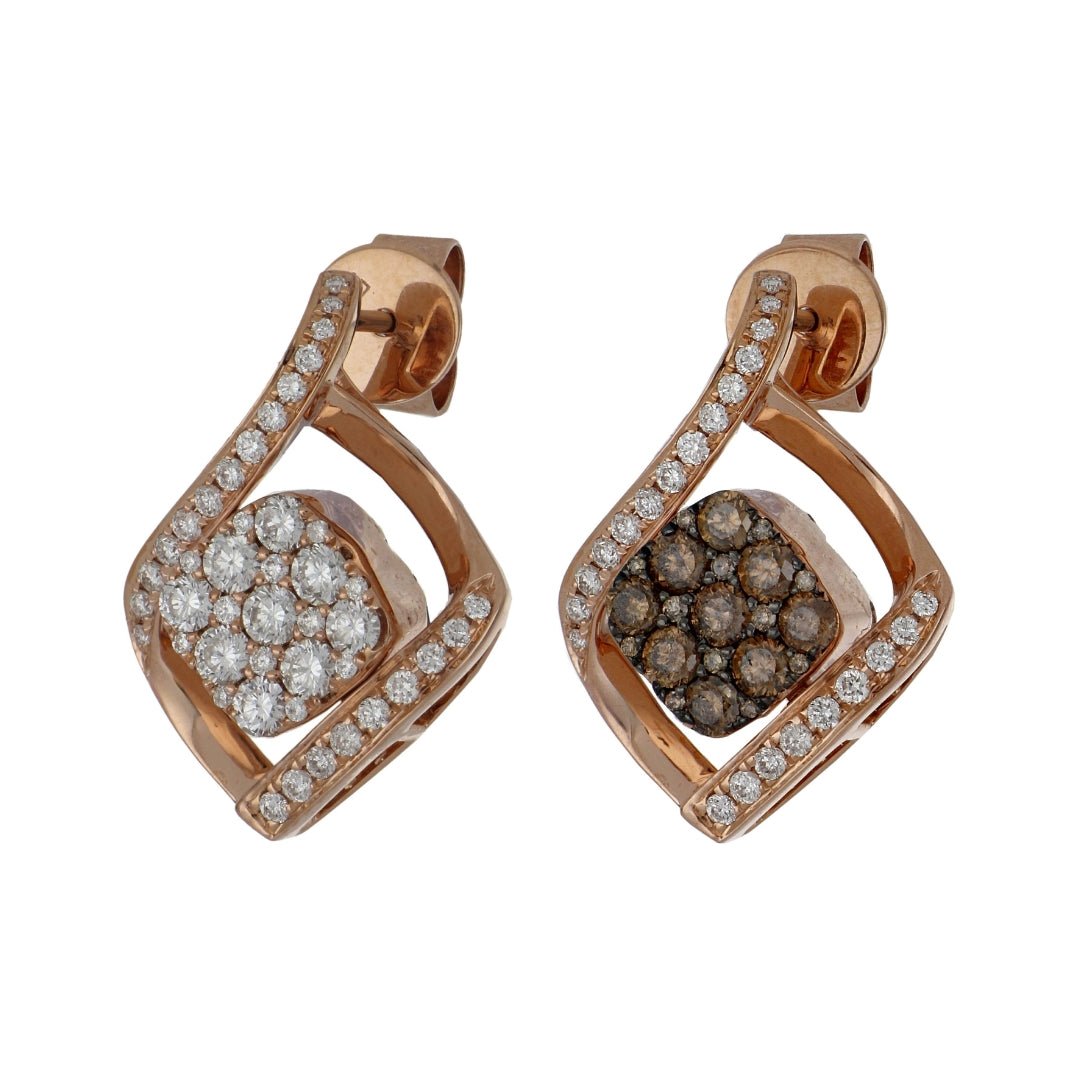 Brown Diamond Earrings (Brown Diamond 0.93 cts. White Diamond 1.12 cts.) Not Net