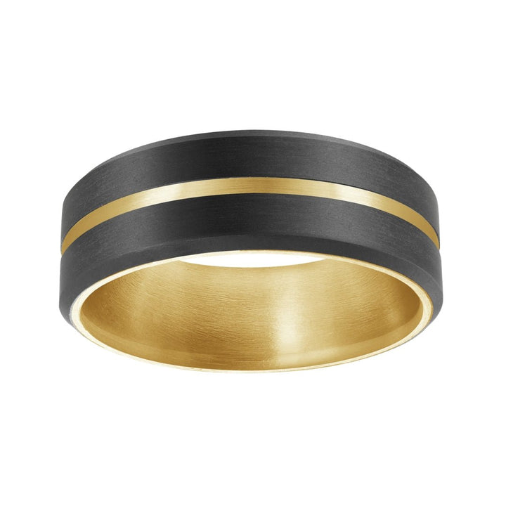 Buy Carbon Fiber and Yellow Gold Wedding Band – 7mm at Kay&