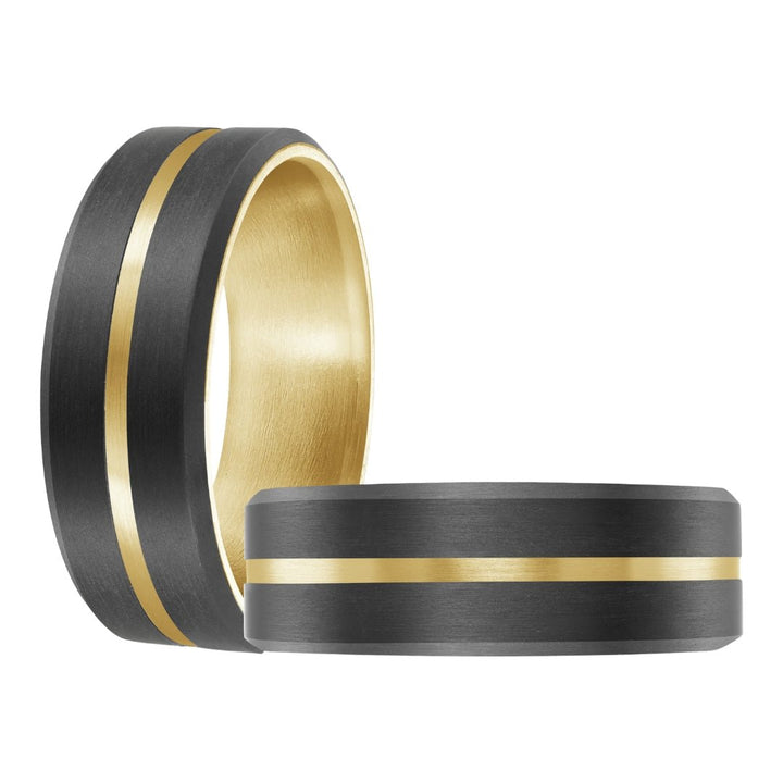 Buy Carbon Fiber and Yellow Gold Wedding Band – 7mm at Kay&