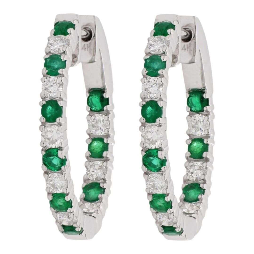 Buy Day 10 - Emerald Earrings (Emerald 0.95 cts. White Diamond 0.73 cts.) at Kay's Fine Jewelry