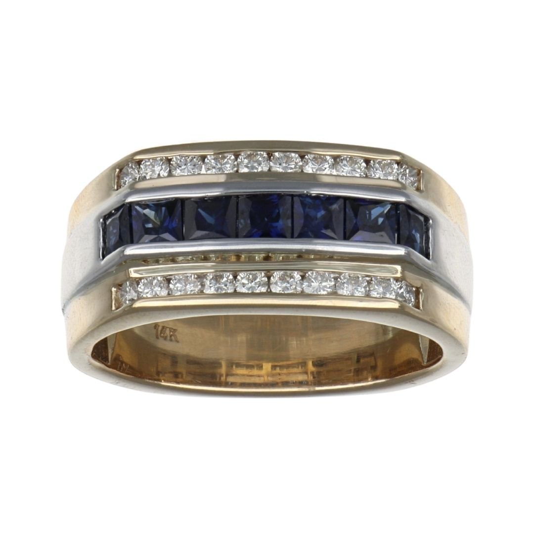 Buy Day 7 - Blue Sapphire Men's Ring (Blue Sapphire 1.28 cts. White Diamond 0.52 cts.) at Kay's Fine Jewelry