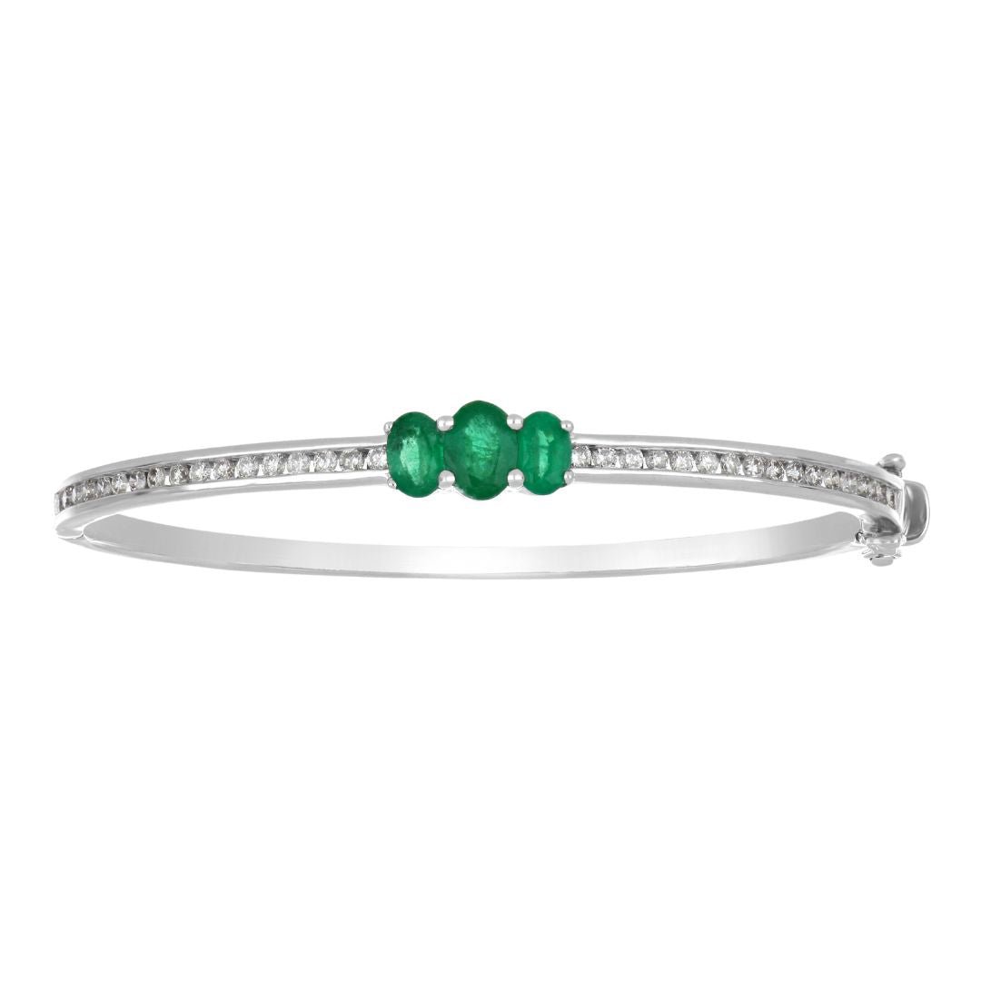Emerald Bangle (Emerald 0.69 cts. Emerald 0.77 cts. White Diamond 0.9 cts.) Not Net