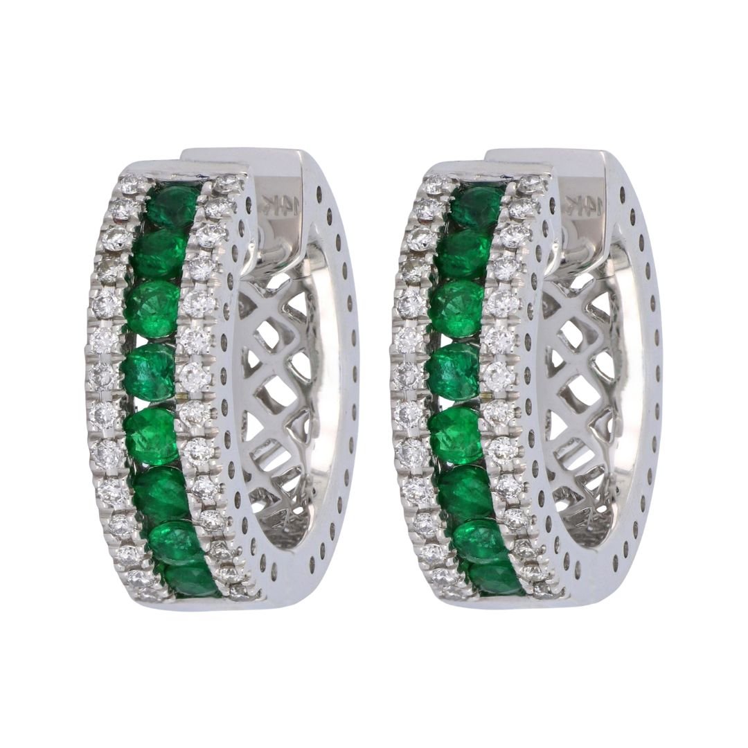 Emerald Earrings (Emerald 0.79 cts. White Diamond 0.34 cts.) Not Net