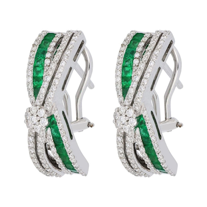 Emerald Earrings (Emerald 0.83 cts. White Diamond 0.8 cts.) Not Net