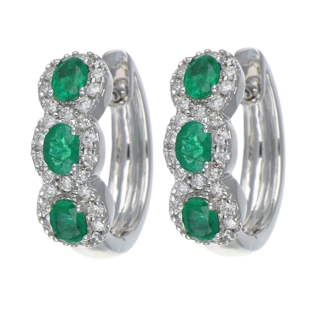 Emerald Earrings (Emerald 0.87 cts. White Diamond 0.5 cts.) Not Net