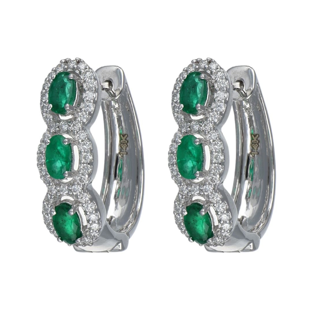Emerald Earrings (Emerald 1.28 cts. White Diamond 0.63 cts.) Not Net