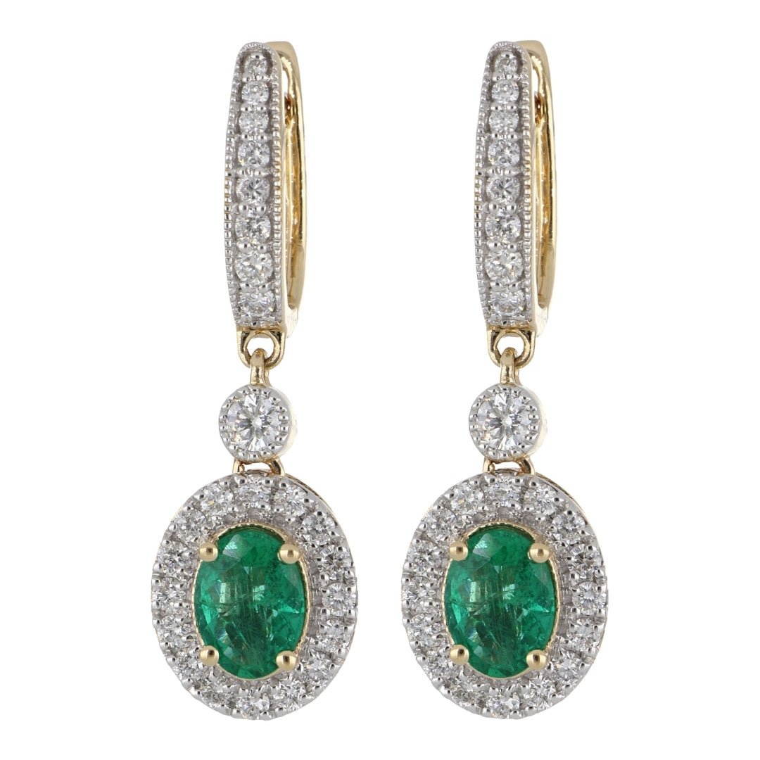 Emerald Earrings (Emerald 1.3 cts. Round White Diamond 0.9 cts.) Not Net
