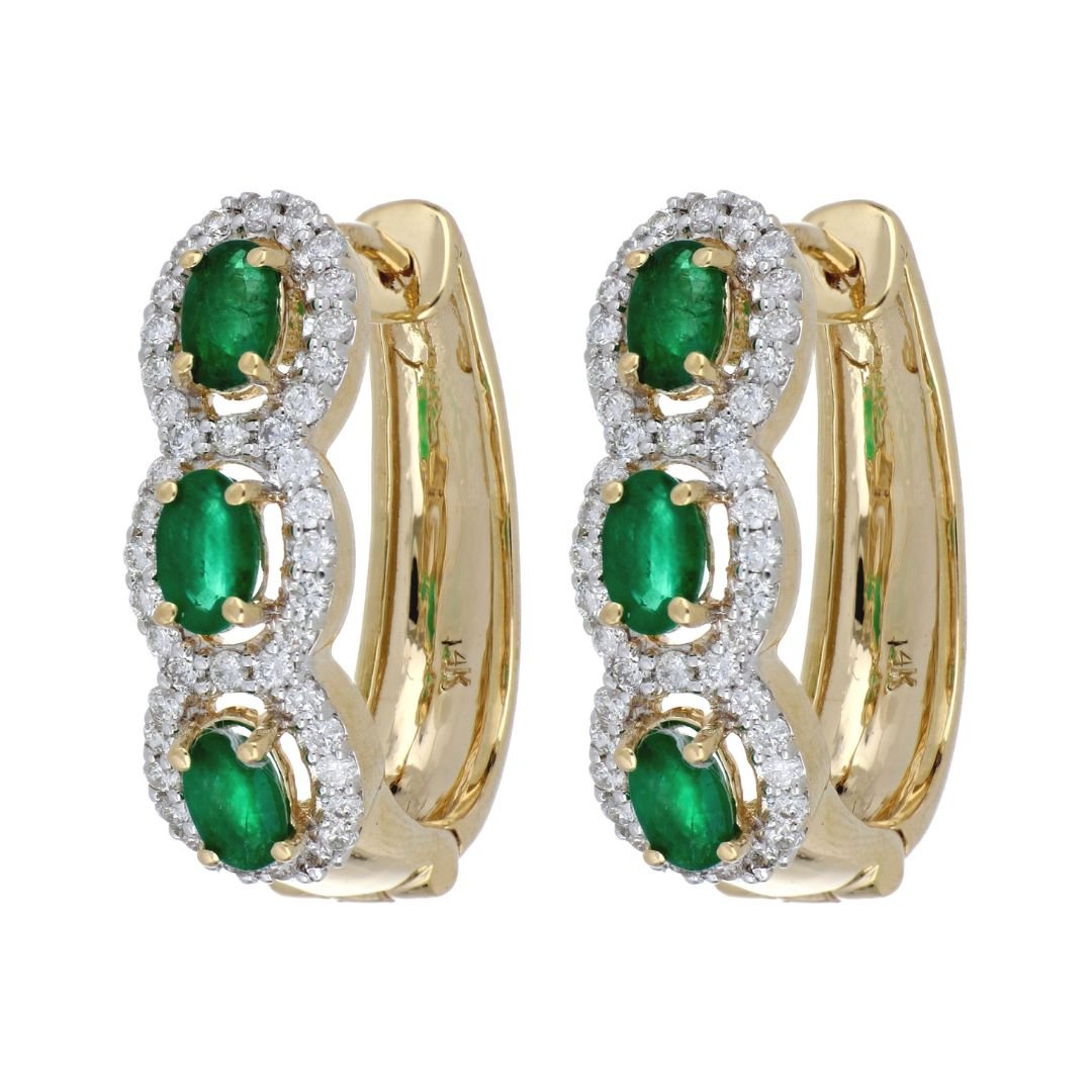 Emerald Earrings (Emerald 1.54 cts. White Diamond 0.72 cts.) Not Net