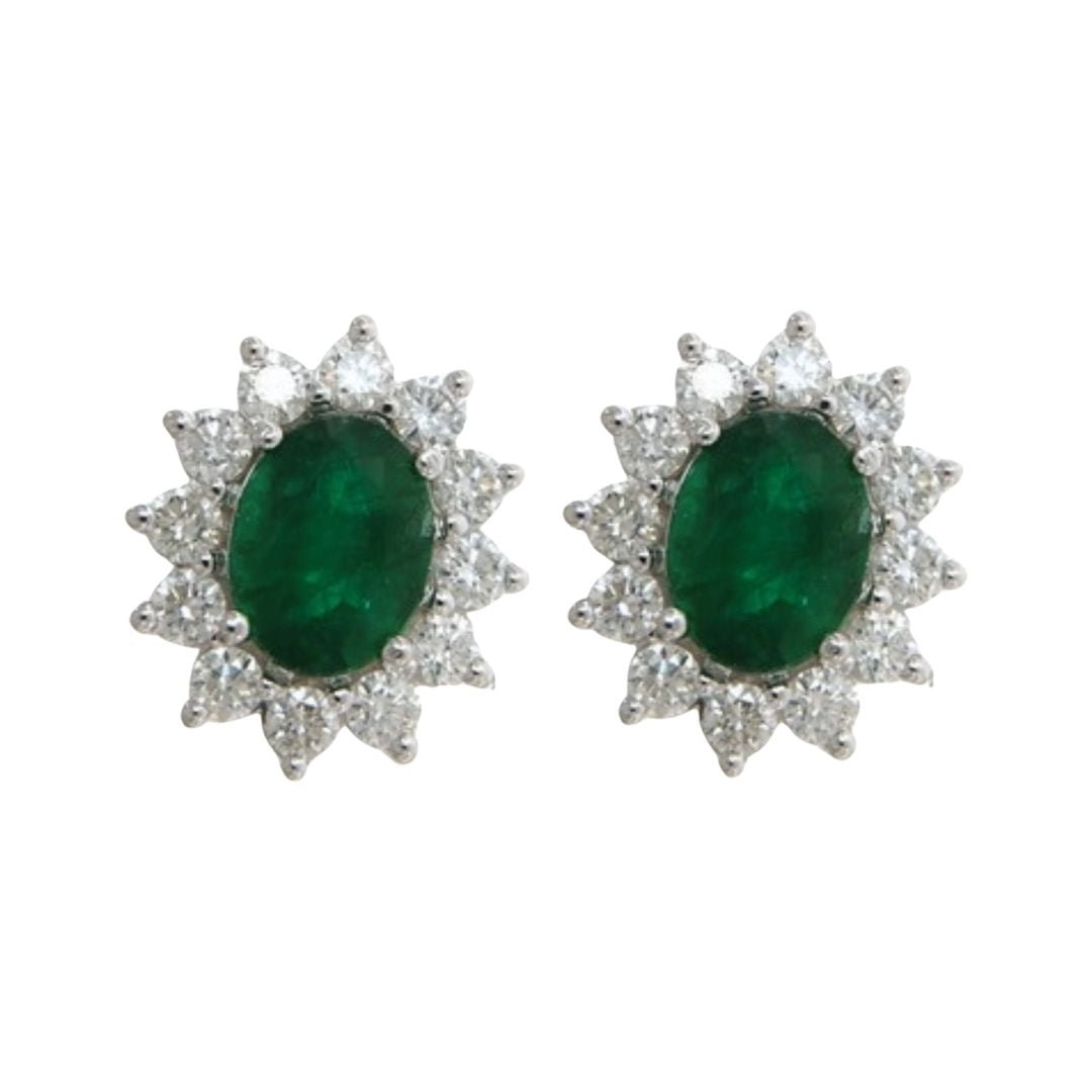 Emerald Earrings (Emerald 3.3 cts. White Diamond 1.65 cts.) Not Net