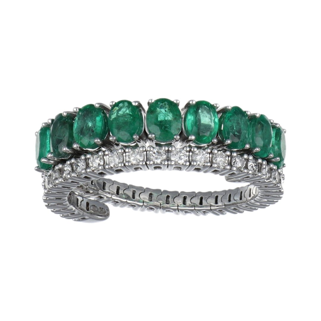 Emerald Flexi Ring (Emerald 1.53 cts. White Diamond 0.75 cts.) Not Net