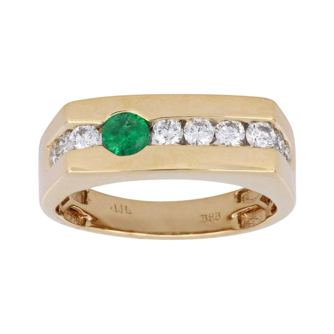 Buy Emerald Men's Ring (Emerald 0.24 cts. White Diamond 0.74 cts.) at Kay's Fine Jewelry