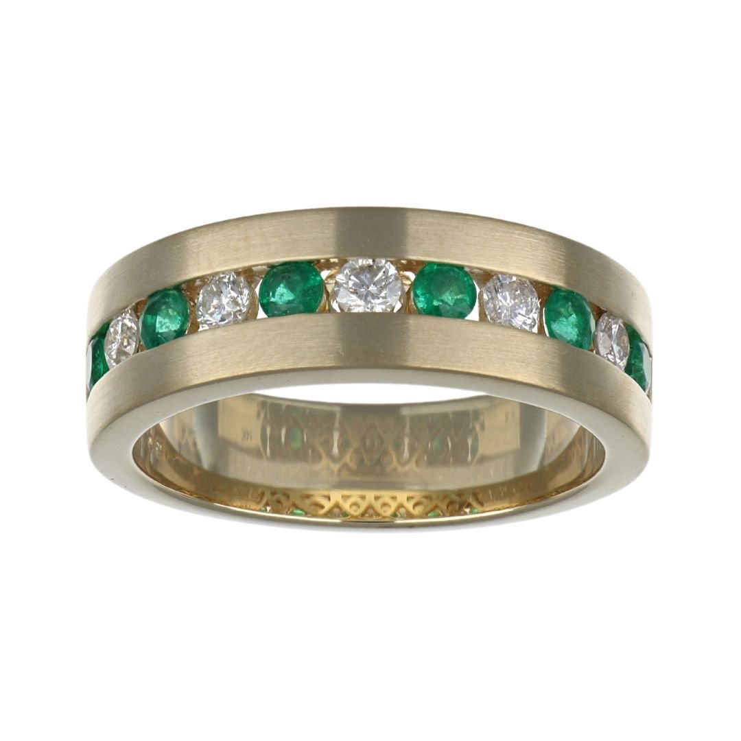 Emerald Men's Ring (Emerald 0.51 cts. White Diamond 0.38 cts.) Not Net