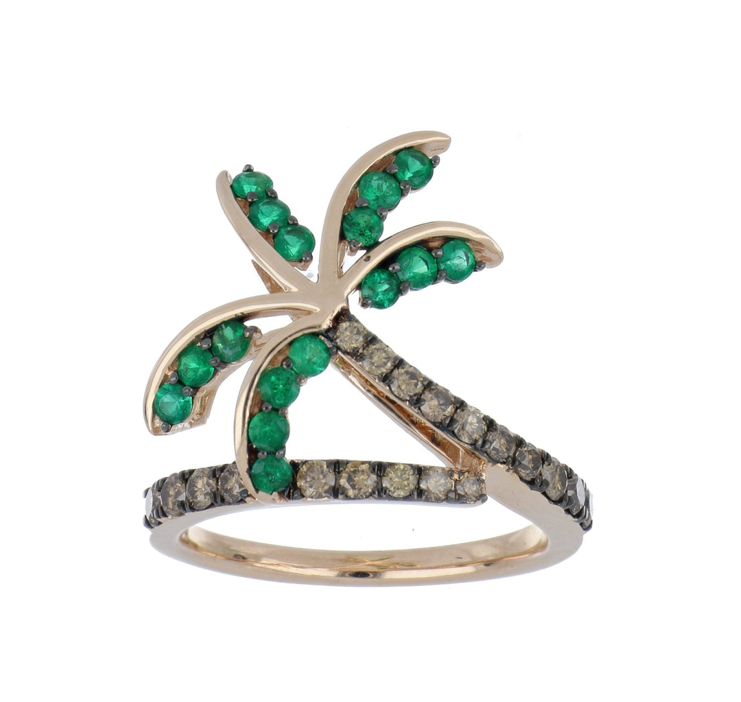 Emerald Ring (Emerald 0.44 cts. Brown Diamond 0.53 cts.) Not Net