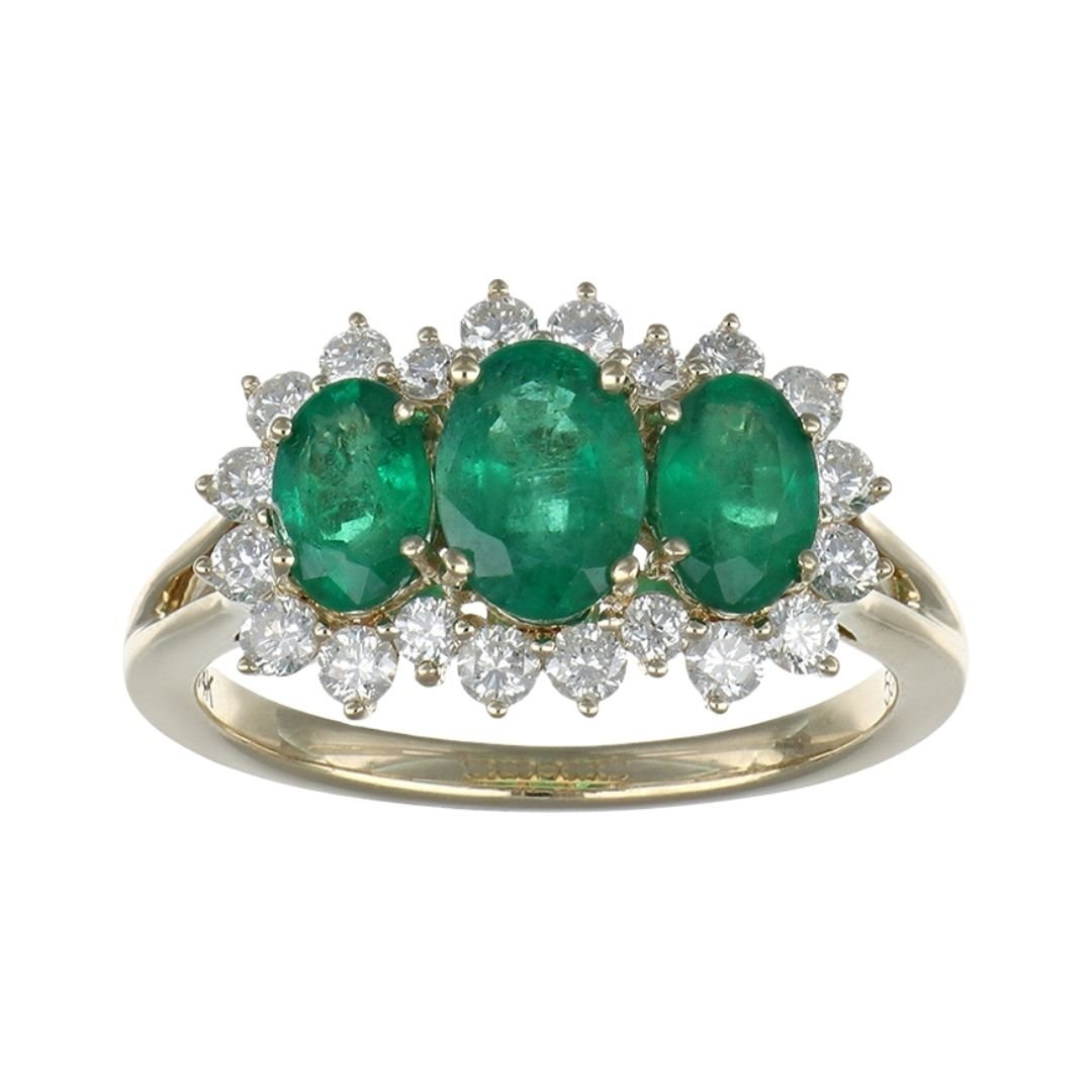 Buy Emerald Ring (Emerald 0.8 cts. Emerald 0.85 cts. White Diamond 0.57 cts.) at Kay's Fine Jewelry