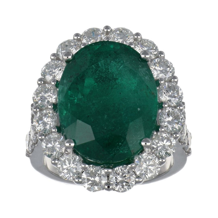 Emerald Ring (Emerald 11.74 cts. White Diamond 3.09 cts.) Not Net