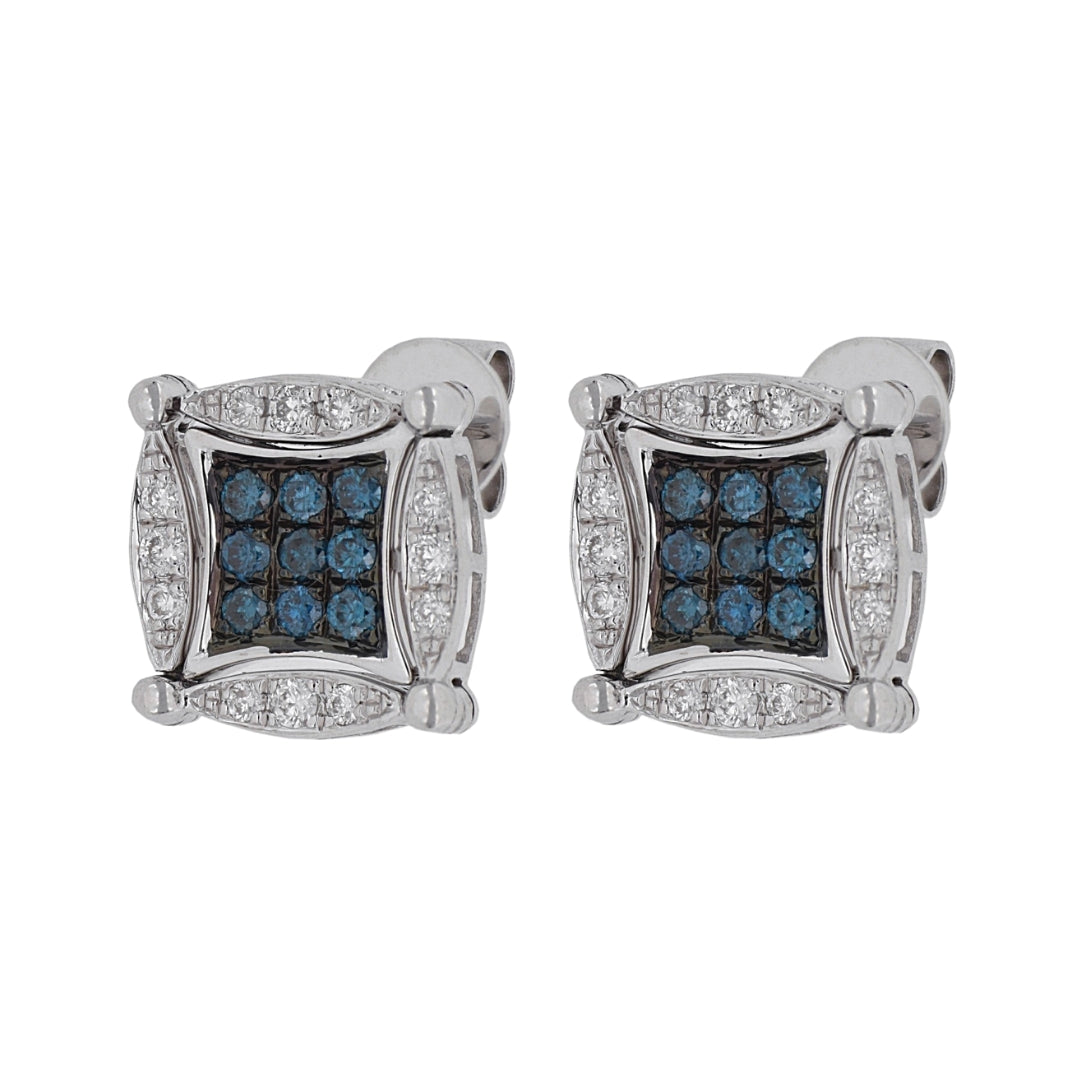 Blue Diamond Earrings (Blue Diamond 0.38 cts. White Diamond 0.27 cts.)