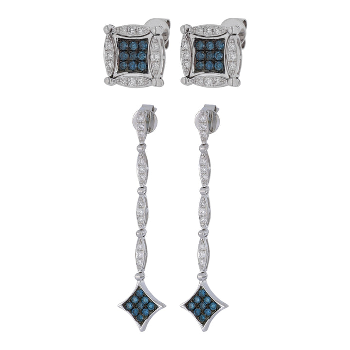 Blue Diamond Earrings (Blue Diamond 0.38 cts. White Diamond 0.27 cts.)
