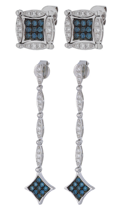 Blue Diamond Ladies Earrings (Blue Diamond 0.38 cts. White Diamond 0.27 cts.)