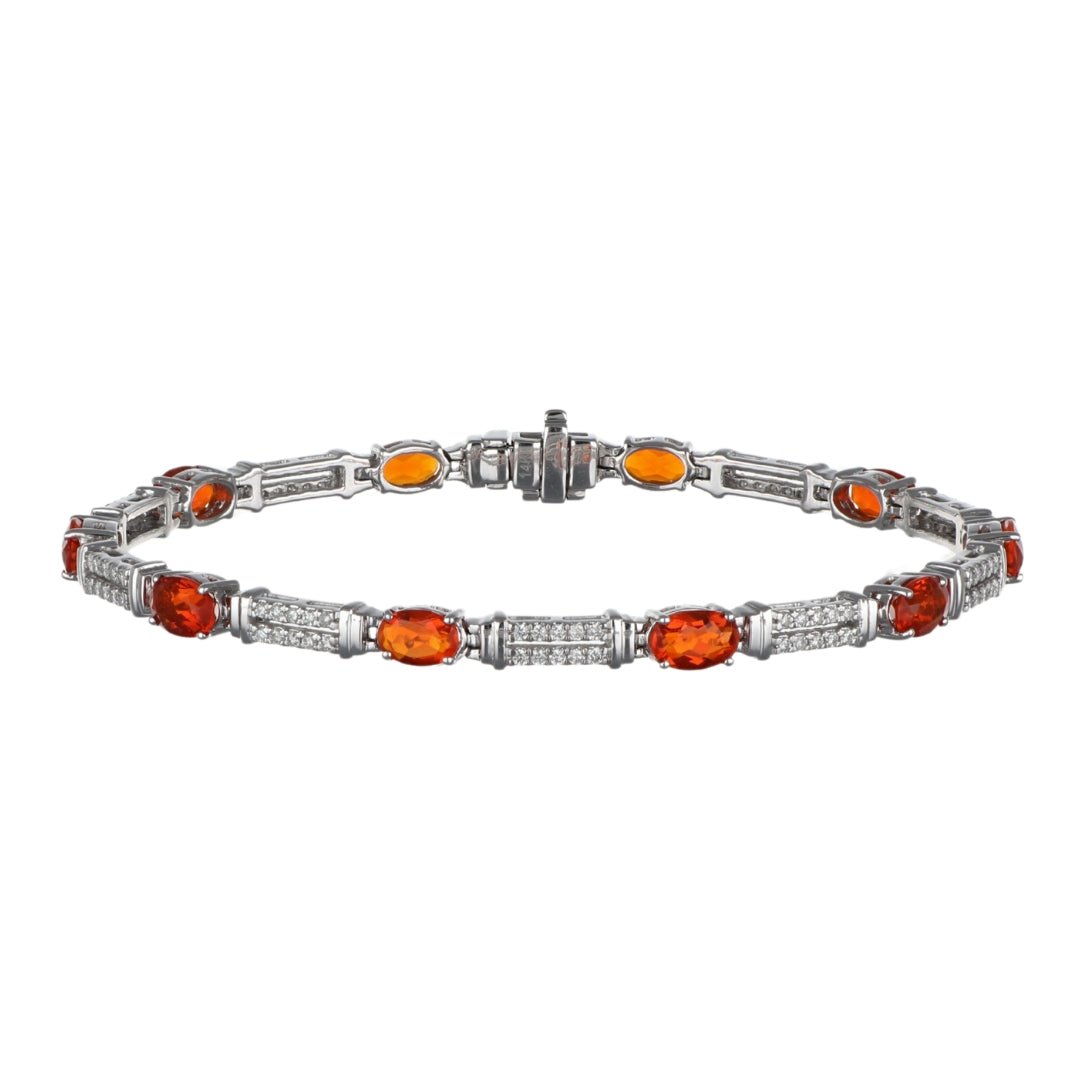 Fire Opal Bracelet (Fire Opal 2.92 cts. White Diamond 0.58 cts.) Not Net