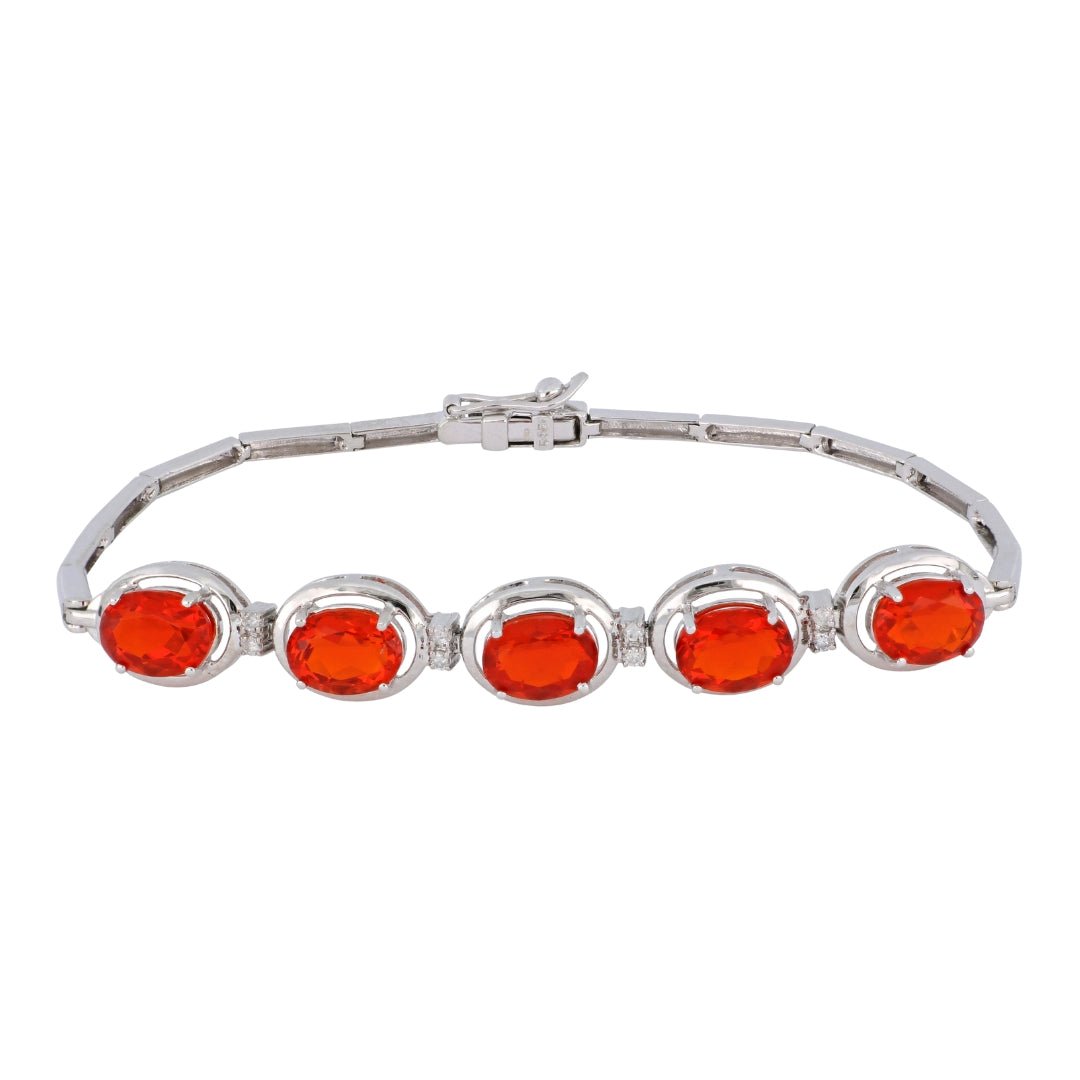 Fire Opal Bracelet (Fire Opal 4.55 cts. White Diamond 0.1 cts.) Not Net