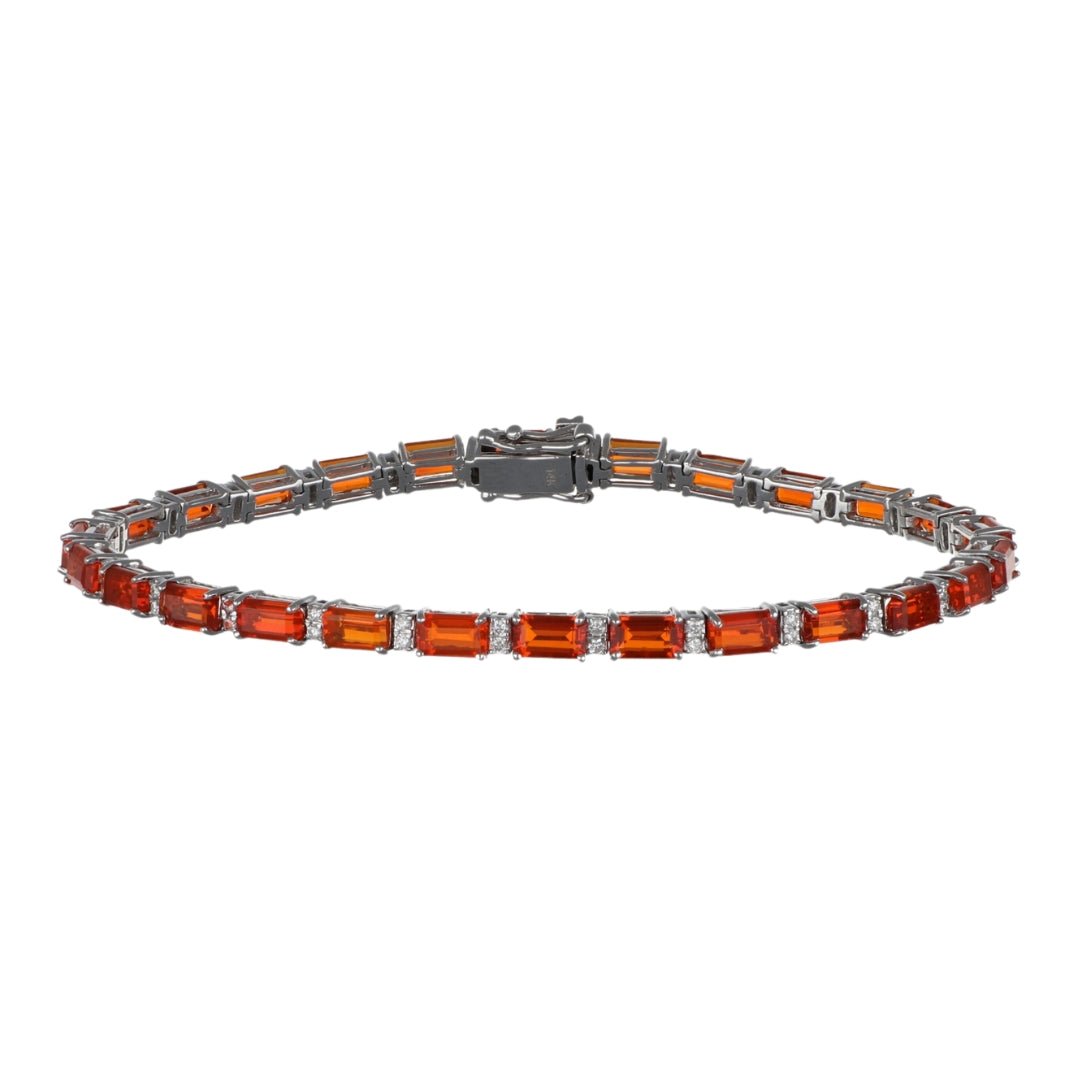 Fire Opal Bracelet (Fire Opal 5.67 cts. White Diamond 0.35 cts.) Not Net