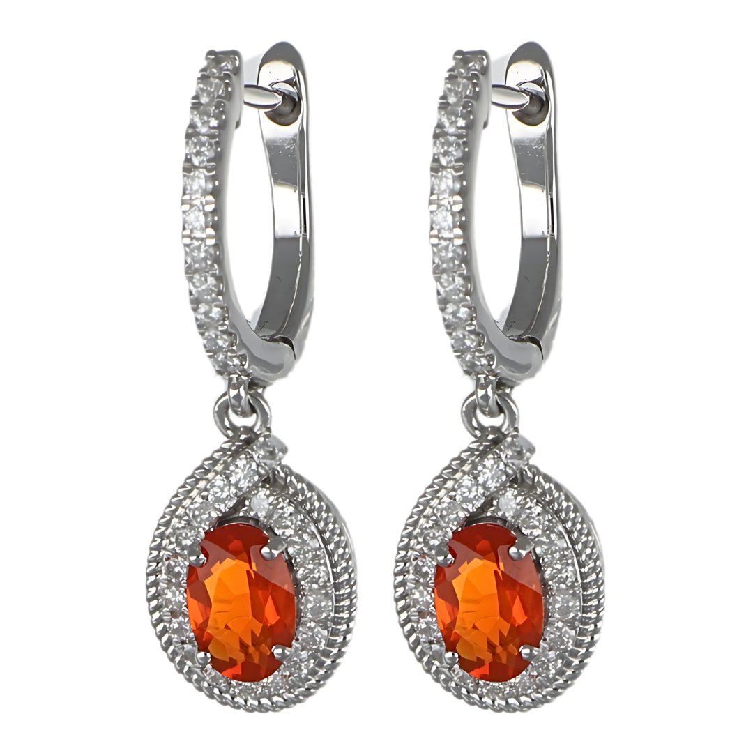 Fire Opal Earrings (Fire Opal 0.58 cts. White Diamond 0.5 cts.) Not Net