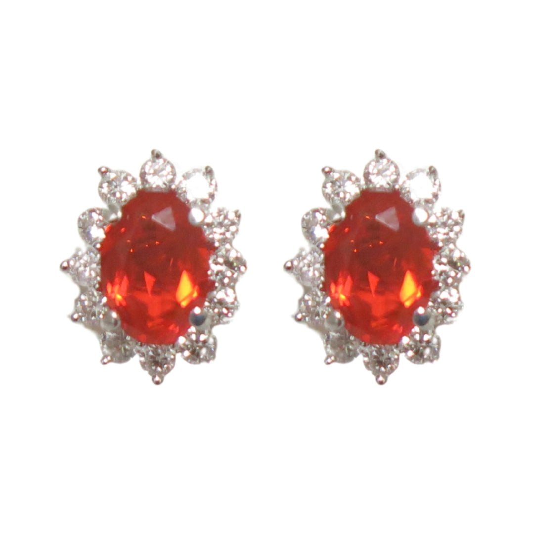 Fire Opal Earrings (Fire Opal 1.11 cts. White Diamond 0.56 cts.) Not Net