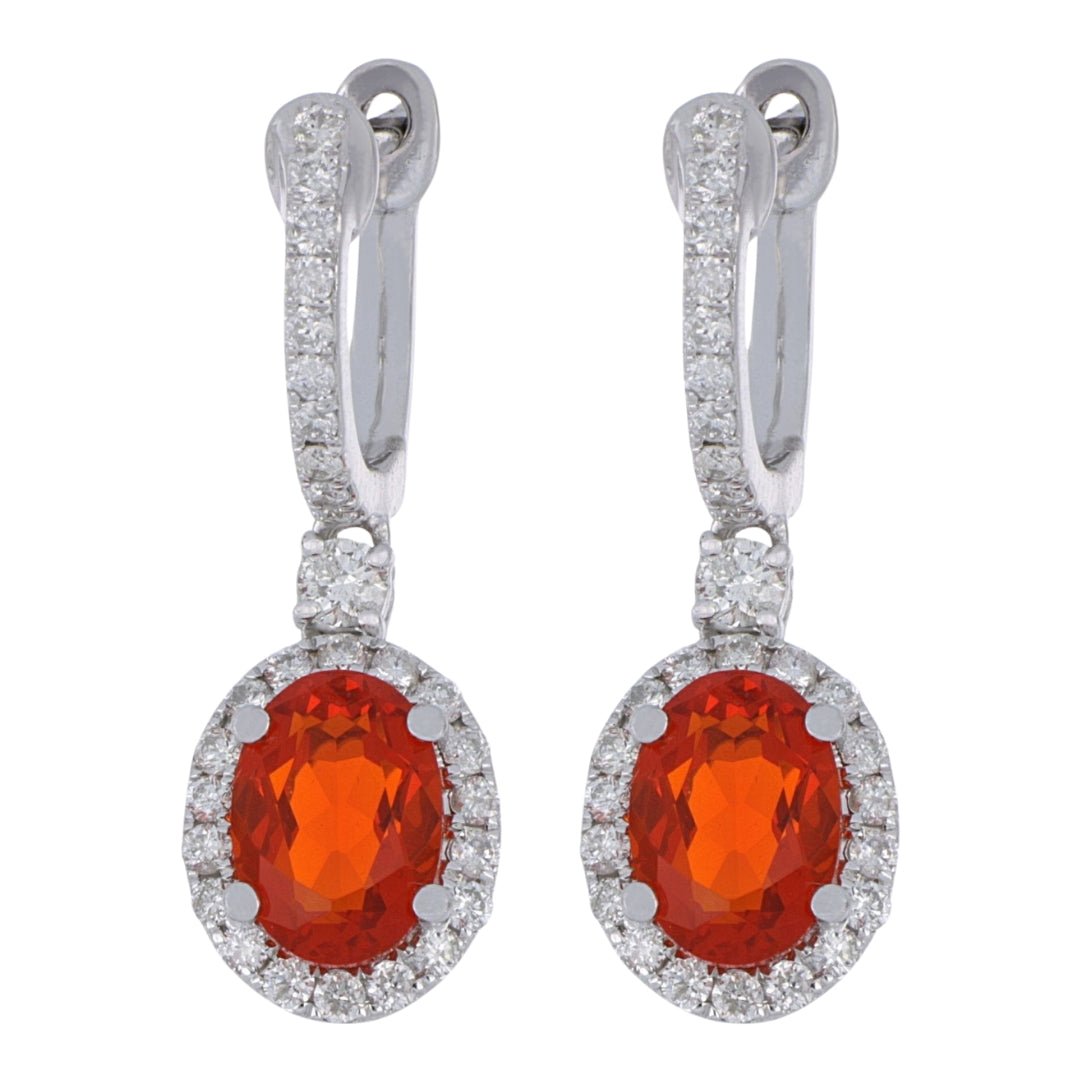 Buy Fire Opal Earrings (Fire Opal 1.2 cts. White Diamond 0.2 cts.) at Kay's Fine Jewelry