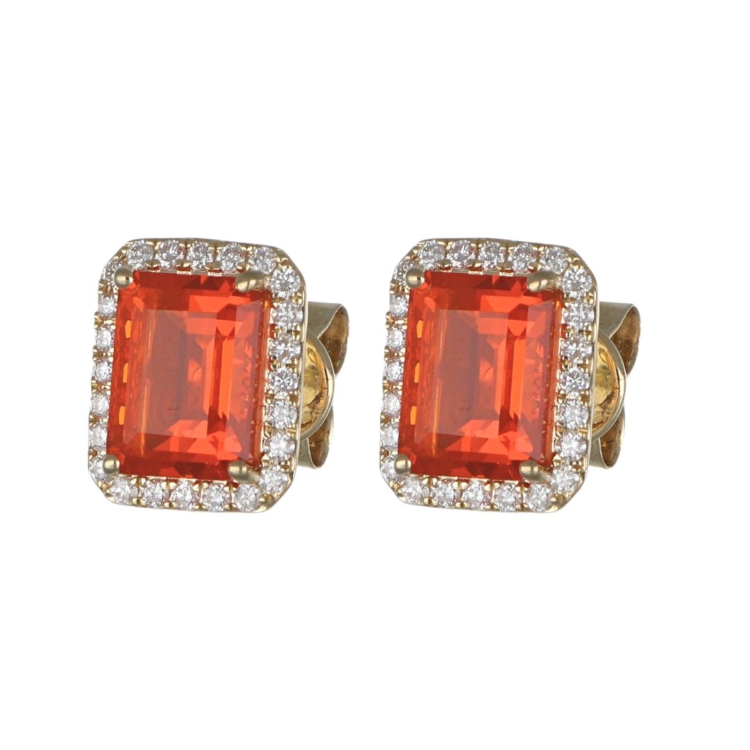 Fire Opal Earrings (Fire Opal 2.29 cts. White Diamond 0.32 cts.) Not Net