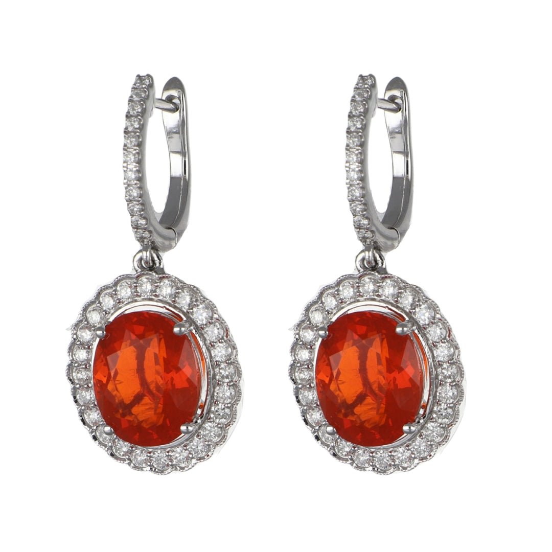 Fire Opal Earrings (Fire Opal 4.24 cts. White Diamond 0.8 cts.) Not Net