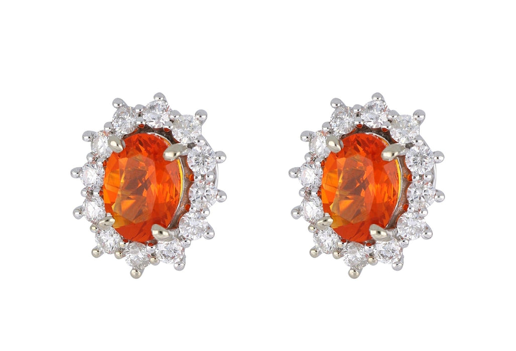 Fire Opal Ladies Earrings (Fire Opal 0.96 cts. White Diamond 0.8 cts.) Not Net