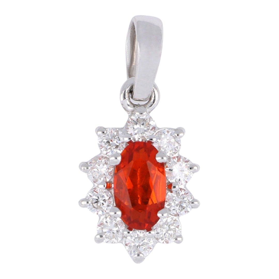 Fire Opal Pendant (Fire Opal 0.15 cts. White Diamond 0.18 cts.) Not Net