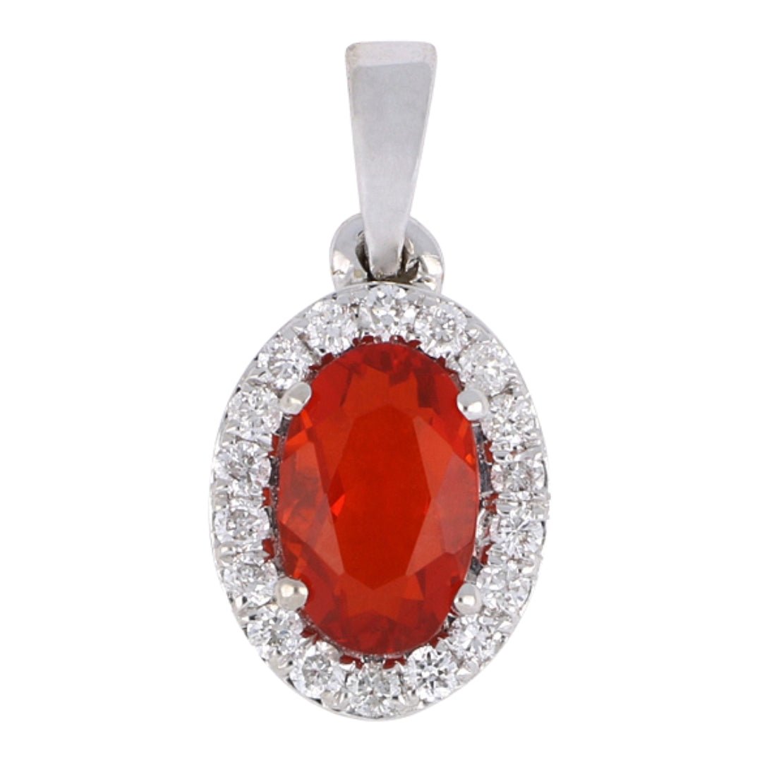 Fire Opal Pendant (Fire Opal 0.3 cts. White Diamond 0.09 cts.) Not Net