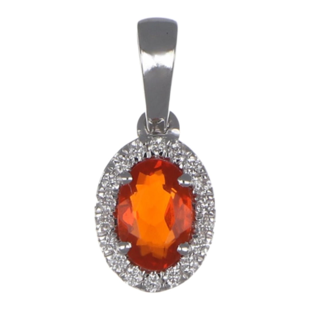 Fire Opal Pendant (Fire Opal 0.33 cts. White Diamond 0.09 cts.) Not Net
