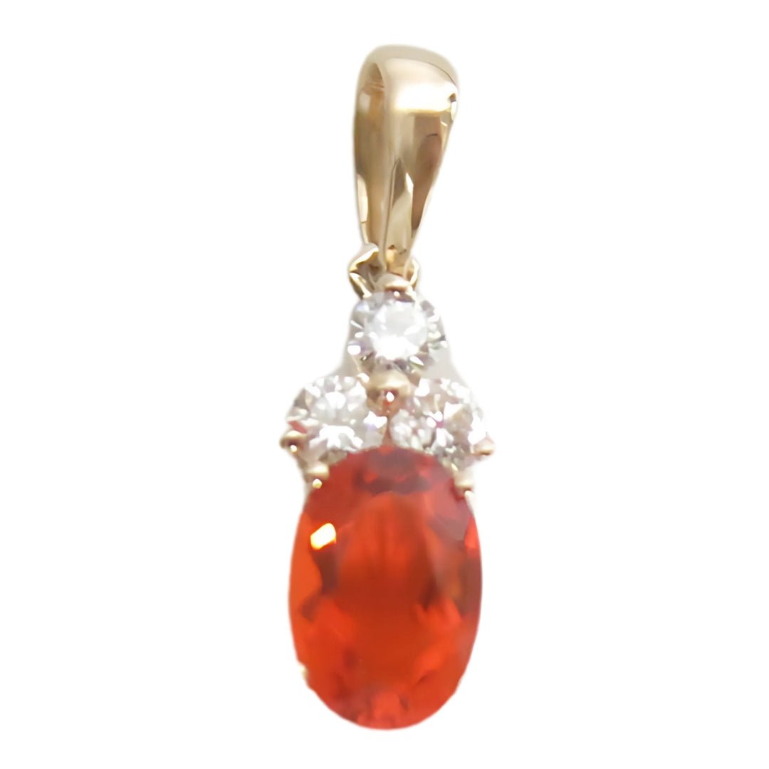Fire Opal Pendant (Fire Opal 0.36 cts. Cut White Diamond 0.12 cts.) Not Net