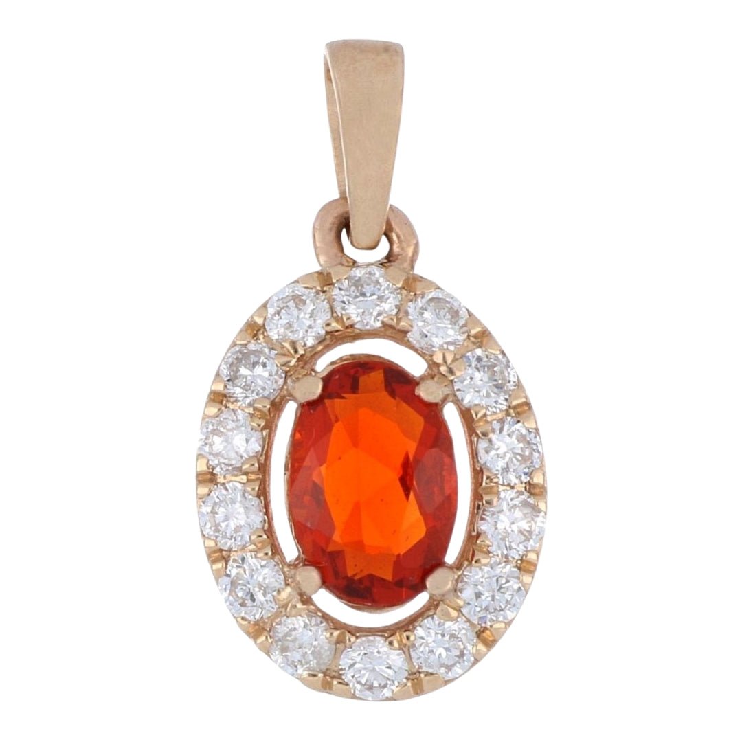 Fire Opal Pendant (Fire Opal 0.3cts White Diamond 0.2cts) Not Net
