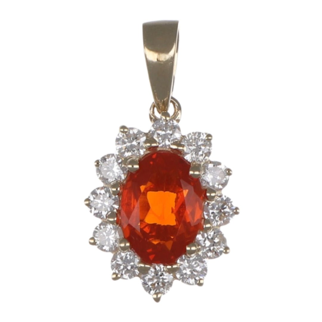 Fire Opal Pendant (Fire Opal 0.57 cts. White Diamond 0.36 cts.) Not Net