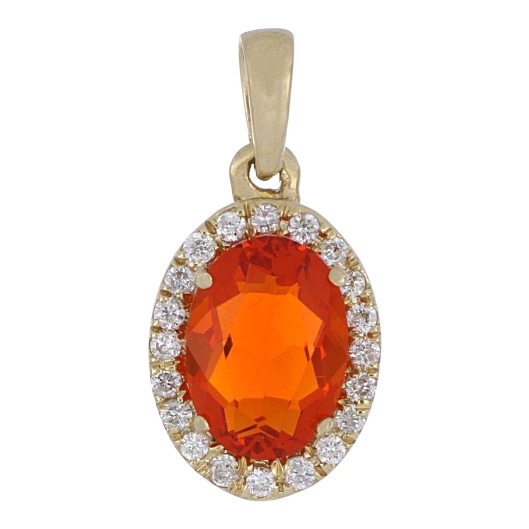 Fire Opal Pendant (Fire Opal 0.59cts. White Diamond 0.08cts.) Not Net