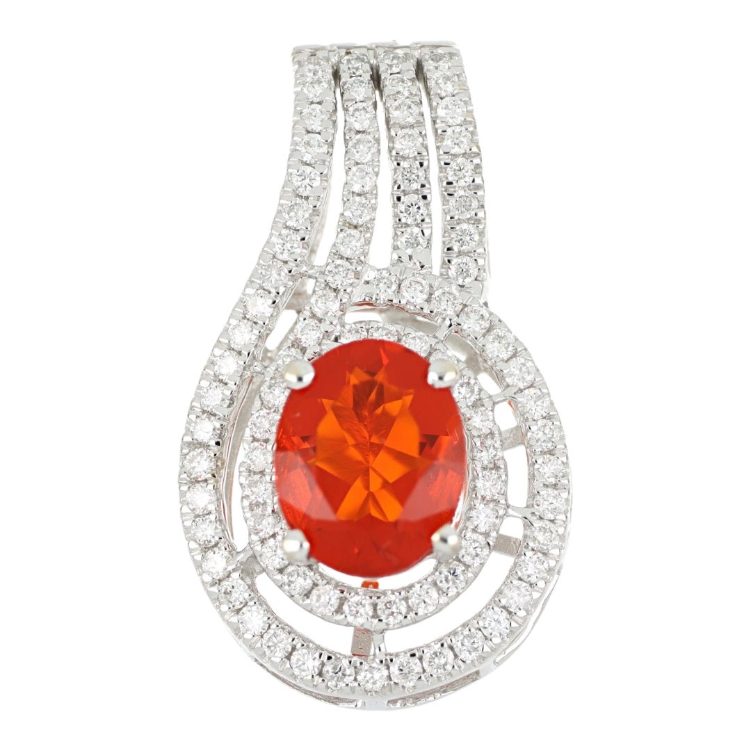 Fire Opal Pendant (Fire Opal 1.66 cts. White Diamond 0.76 cts.) Not Net