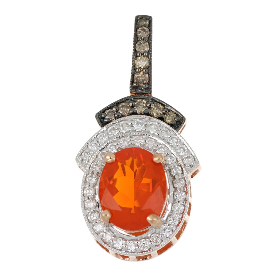 Fire Opal Pendant (Fire Opal 1.78 cts. White Diamond 0.37 cts. Brown Diamond 0.21 cts.) Not Net