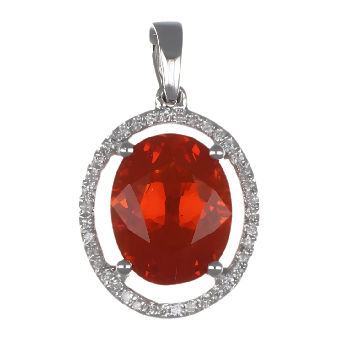 Fire Opal Pendant (Fire Opal 1.88 cts. White Diamond 0.09 cts.) Not Net