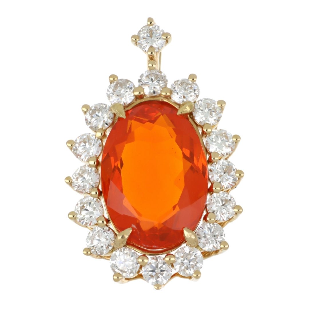 Fire Opal Pendant (Fire Opal 4.42 cts. White Diamond 1.49 cts.) Not Net