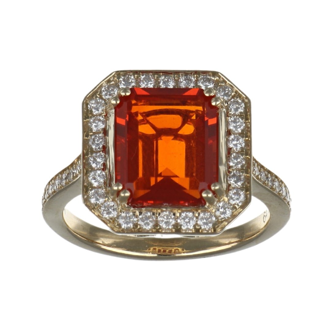 Fire Opal Ring (Fire Opal 2.24 cts. White Diamond 0.46 cts.) Not Net
