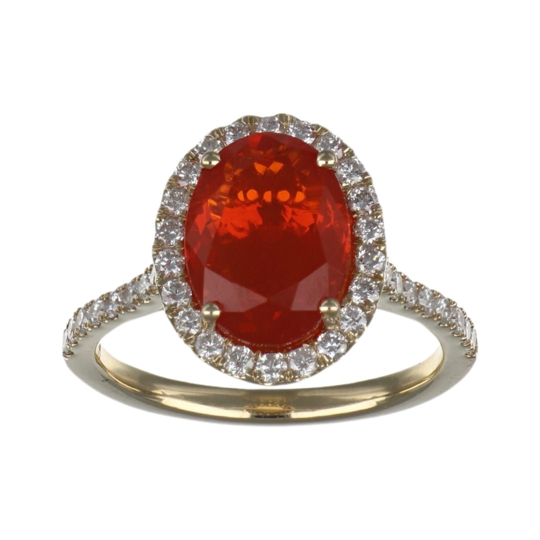 Fire Opal Ring (Fire Opal 2.29 cts. White Diamond 0.54 cts.) Not Net