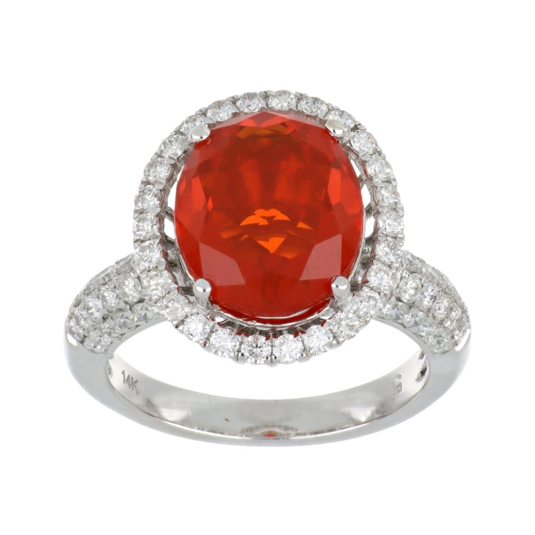 Fire Opal Ring ( Fire Opal 3.78 cts. White Diamond 0.97 cts.) Not Net