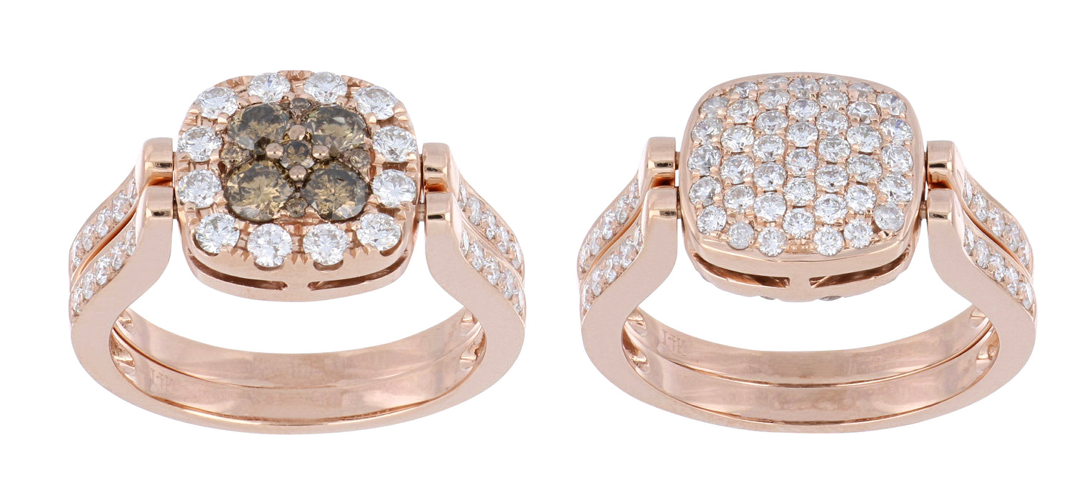 Brown Diamond Ladies Ring (Brown Diamond 0.55 cts. White Diamond 1.34 cts.)